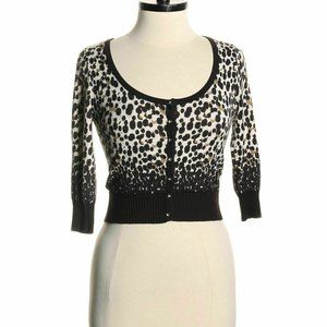 GUESS Jeans Animal Leopard Print Crop Cardigan